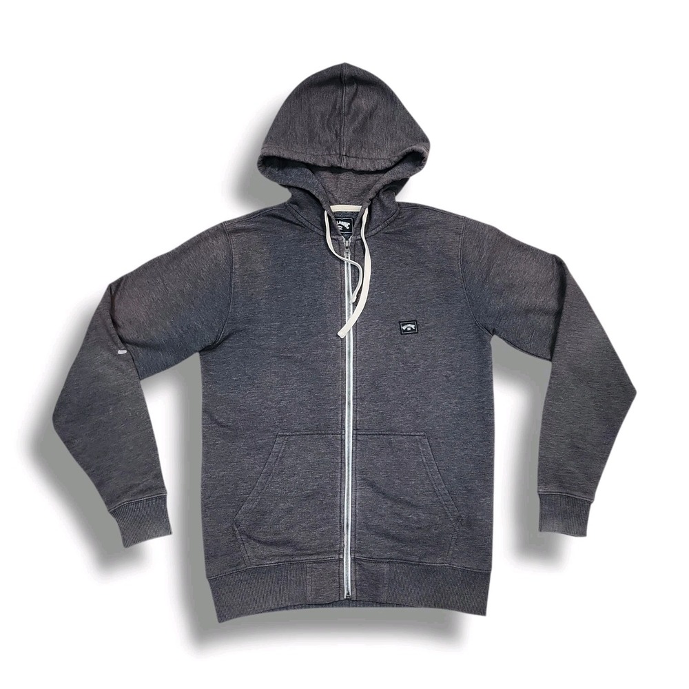 Billabong Gray Full Zip Sweatshirt Fleece Drawstring Pockets Hoodie Men's‎ Small